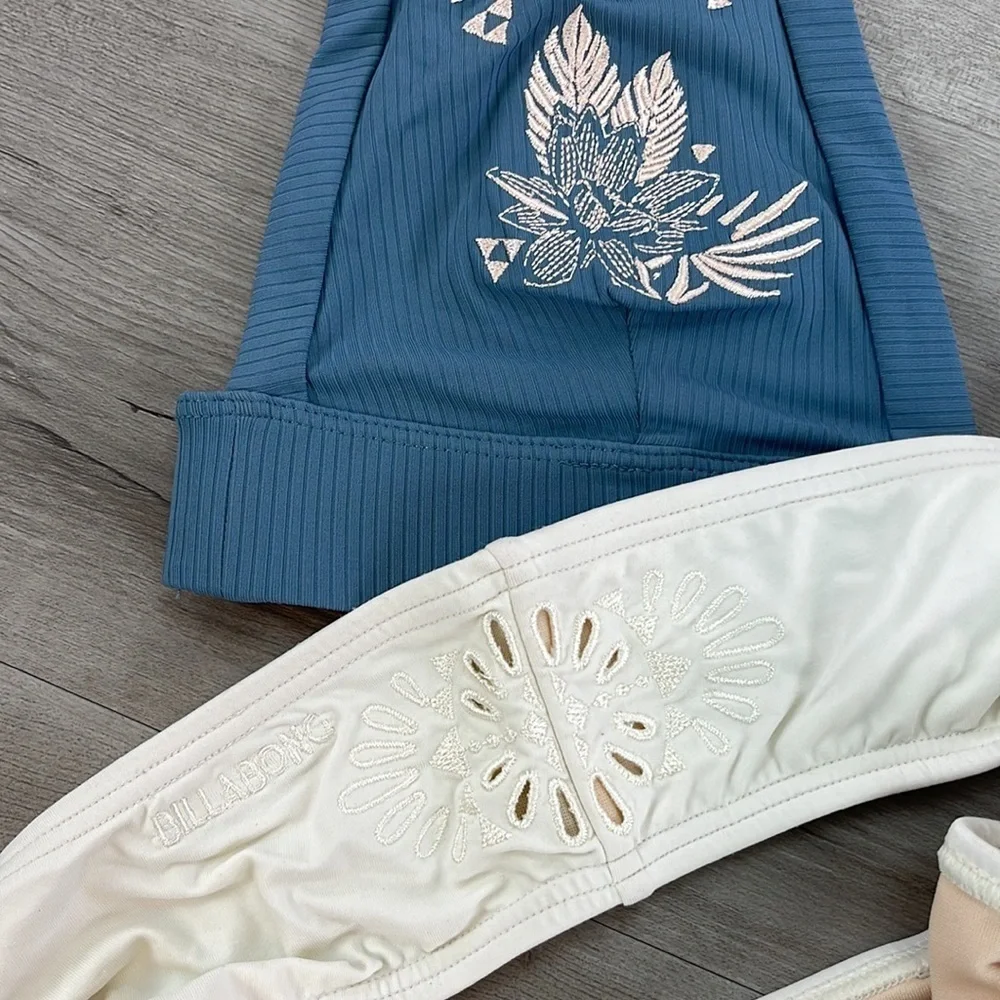 ☀️BILLABONG☀️HURLEY☀️RIB EMB BAND SURF EMBROIDERY BIKINI SET